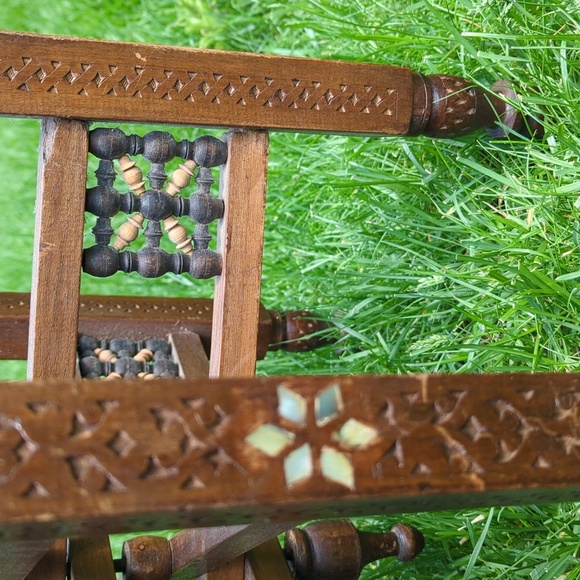 Hand Hammered Tray Table With Folding Legs - Picture 5 of 8